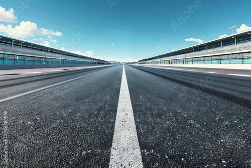 empty asphalt race track from drivers perspective highspeed competition starting line illustration
