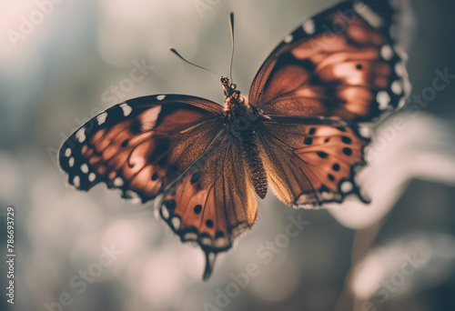 Wings of a bronze butterfly Ulysses Wings of a Butterfly texture background Closeup Selective focus