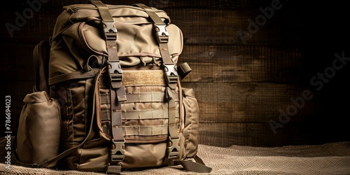 Rugged Military Tactical Backpack Ready for Adventure, Symbolizing Durability and Preparedness for Any Expedition, Generative AI