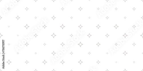 Subtle vector seamless pattern with small diamonds, outline stars, sparkles. Abstract gray and white geometric texture. Simple minimal repeated background. Elegant geo design for decor, package, print