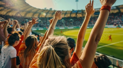 Spectators cheering from the sidelines of the soccer field