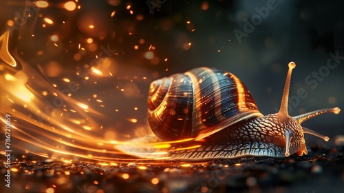 Snail with blazing trails, high-speed motion