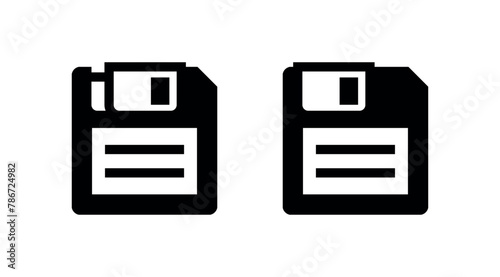 Floppy disk (diskette) icon. Symbol of conservation or information. Computer floppy disk (disk) for recording data.