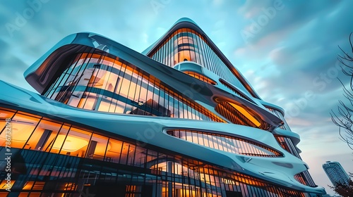 Unique style of architecture, with modern art as the theme, building looks like the newest, futuristic style of architecture
