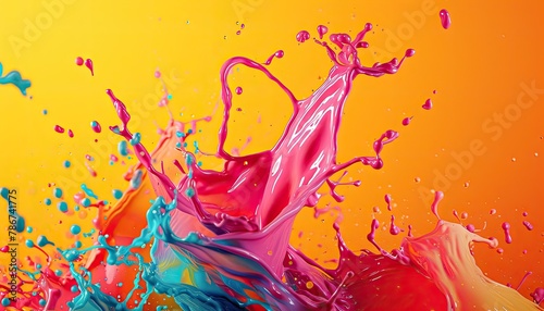 A high-detail paint splash in vibrant pink against a sunny yellow background 🎨☀️ Add a pop of artistic energy to your design! #ColorSplashDetail