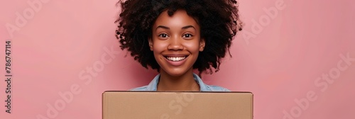 Joyful Beginnings: Young Woman Embraces Cardboard Box