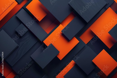 dynamic geometric shapes in contrasting navy and orange abstract futuristic background