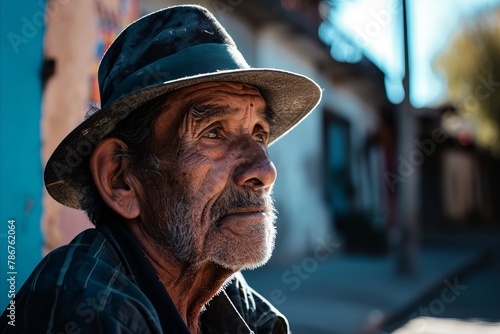 Old man with hat in the streets of La Rioja, Spain