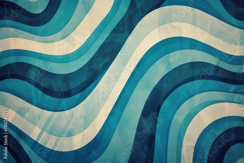 retro abstract geometric pattern with neon blue stripes and curves vintage texture