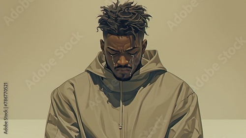 Retrato de um homem jovem negro sofrendo por amor