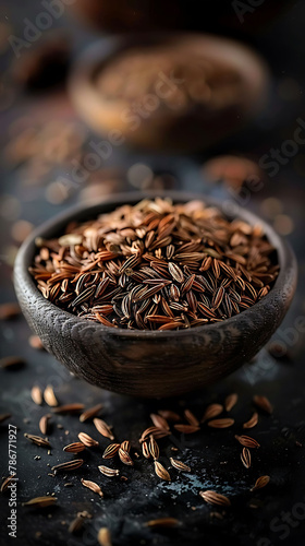 Beautiful presentation of Caraway Seeds, hyperrealistic food photography
