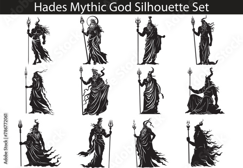 Mythic God Hades Silhouette Vector Set