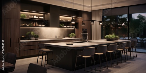 A modern kitchen with state-of-the-art appliances and a functional layout designed for convenience.