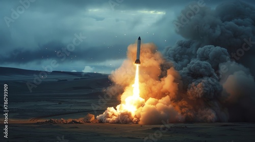 An intercept missile explodes mid-air, a vivid display of advanced missile defense technology