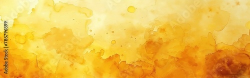 Yellow Watercolor Paper Texture Banner: Abstract Painted Background for Panoramic Designs