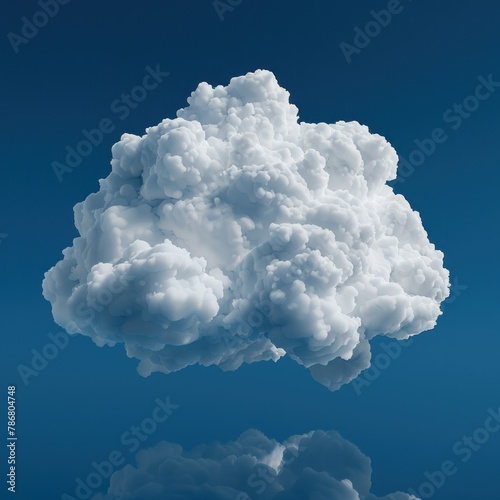 A fluffy cumulus cloud rendered in 3D showcasing intricate details of moisture condensation