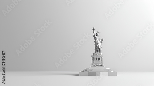 White Statue of Liberty on White Background, Generative Ai