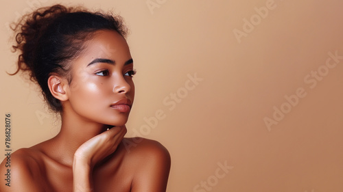 African beauty model woman for skincare fashion cosmetic makeup treatment
