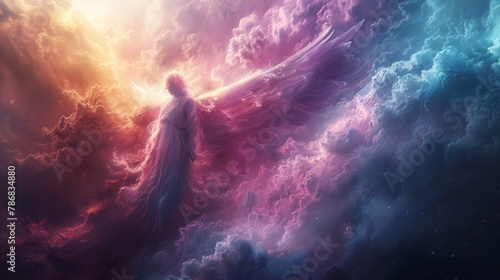 Experience in the depths of slumber, an ethereal archangel materializes in a dream, offering solace and guidance to the weary soul in need of divine intervention. 