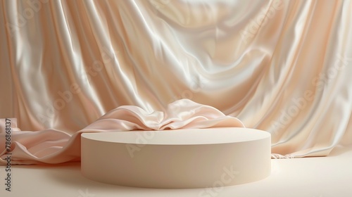 Soft silk caress in a 3D podium advertisement