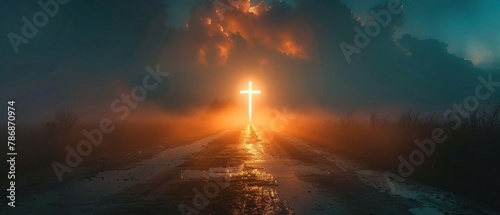 Light behind the cross on high