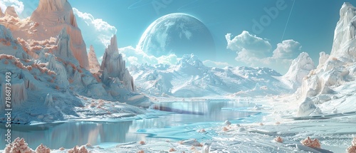 Fantasy education landscape in abstract 3D