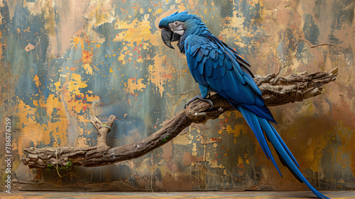 Magnificent south American hyacinth macaw full