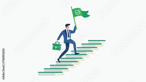 Businessman going up stairs Ambitious business pers