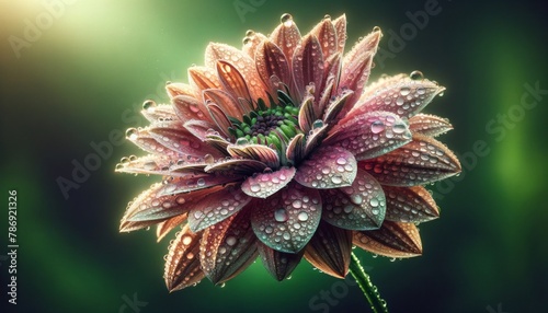 A detailed image of the same kind of flower as in the original photo, during a rain shower.