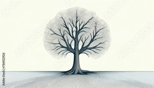 A highly detailed image in 16_9 ratio of a minimalist representation of a tree, where the lines form its trunk and branches.
