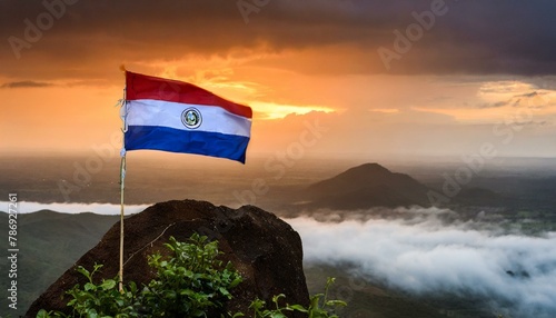 The Flag of Paraguay New Guinea On The Mountain.