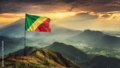The Flag of Congo On The Mountain.