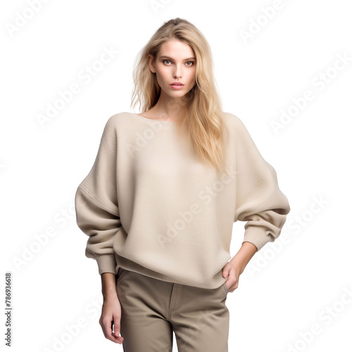 Beautiful Dolman Sleeve Sweater isolated on white background