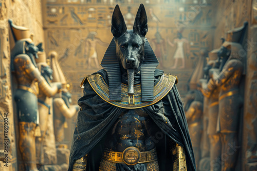 A depiction of Anubis, the Egyptian god of the afterlife, endorsing a cutting-edge security system,