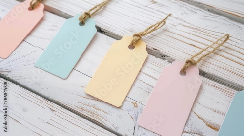Tags hanging from a rope, suitable for inventory or labeling concept