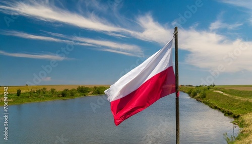 The Flag of Poland Among the Waters of Mazury
