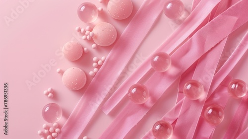 Pink wax beads and strips for removing unwanted hair are shown on a pink backdrop. Waxing and hair removal.