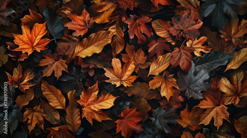 A bunch of leaves laying on the ground, suitable for nature backgrounds