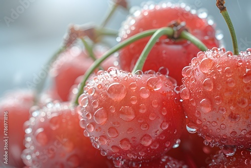 Juicy Cherries Glistening With Water Droplets. Generative AI