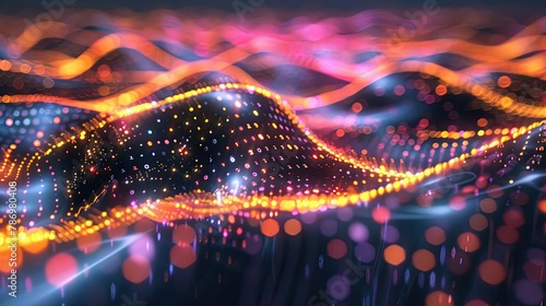 Glowing data streams pulsating with vibrant colors and patterns