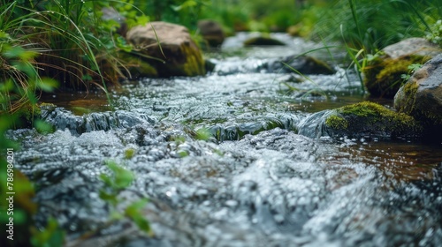 pristine freshwater stream winding through a natural landscape