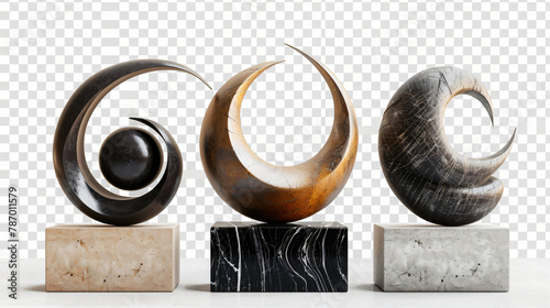 Generic set of modern abstract décor sculpture 