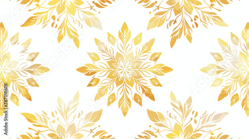 Golden snowflake simple ornamental pattern. Abstract