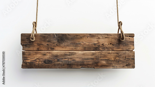 brown wood hanging mockup isolated on white background