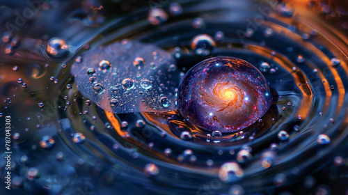 a galaxy within a water drop ripple