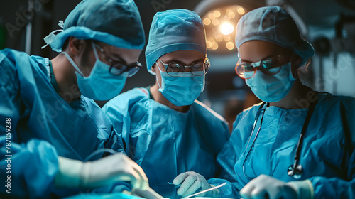 The Medical Team is performing surgery operation in the operating room