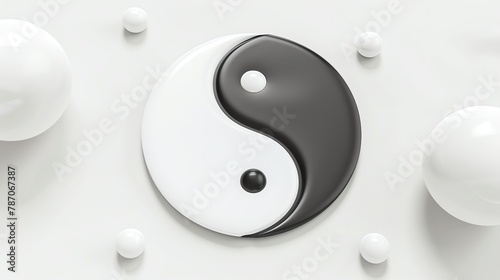 Yin yang symbol, harmonious balance, simple black and white design, 