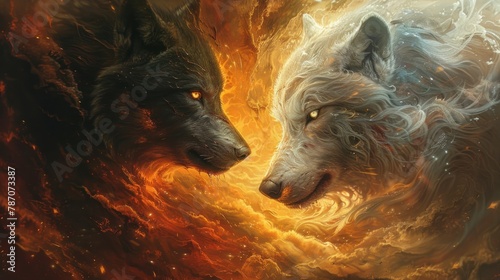 Fantasy Wolves Confrontation