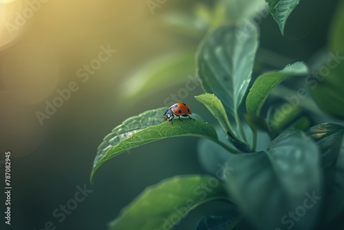 Ladybug macro leaf plant beautiful