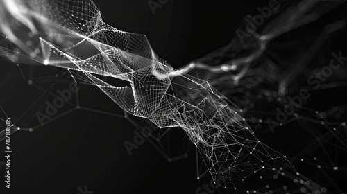 Monochrome image of spider web on black background
